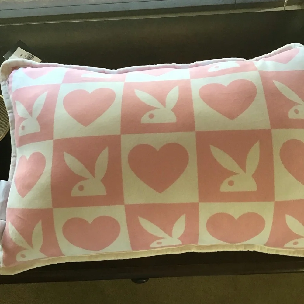 New Playboy pink fur logo pillow